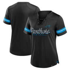 Carolina Panthers Women's Play Script Lace-Up T-Shirt - Black cheap
