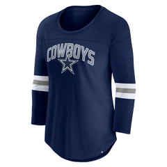 Dallas Cowboys Women's First Team Arch Logo 3/4 Sleeve T-Shirt - Navy on sale