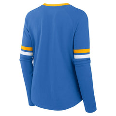 Los Angeles Chargers Women's Won and Done Lace-Up Long Sleeve Fashion Top - Powder Blue online