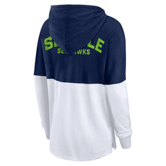 Seattle Seahawks Women's Backup Option Long Sleeve Hoodie T-Shirt - College Navy/White discount