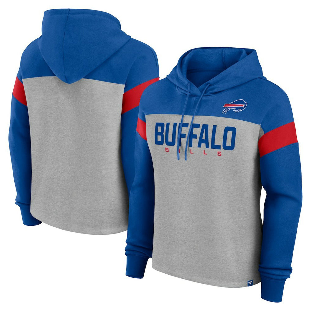 Buffalo Bills Women's Bold Play Call Pullover Hoodie - Heather Gray/Royal online