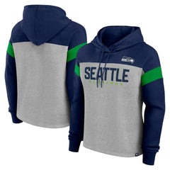 Seattle Seahawks Women's Bold Play Call Pullover Hoodie - Heather Gray/College Navy sale