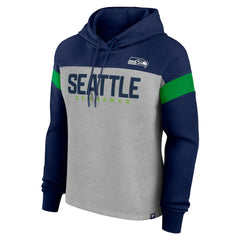 Seattle Seahawks Women's Bold Play Call Pullover Hoodie - Heather Gray/College Navy sale