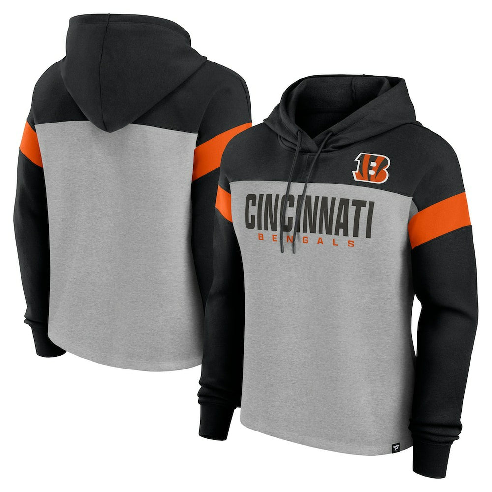 Cincinnati Bengals Women's Bold Play Call Pullover Hoodie - Heather Gray/Black sale