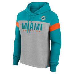 Miami Dolphins Women's Bold Play Call Pullover Hoodie - Heather Gray/Aqua outlet