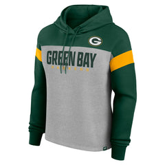 Green Bay Packers Women's Bold Play Call Pullover Hoodie - Heather Gray/Green on sale