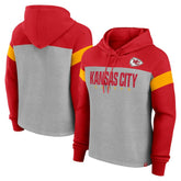 Kansas City Chiefs Women's Bold Play Call Pullover Hoodie - Heather Gray/Red discount