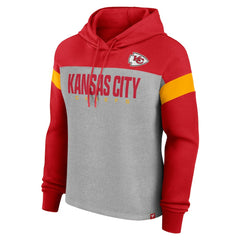 Kansas City Chiefs Women's Bold Play Call Pullover Hoodie - Heather Gray/Red discount