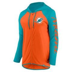 Miami Dolphins Women's Script Full-Zip Hoodie - Orange/Aqua on sale