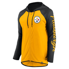 Pittsburgh Steelers Women's Script Full-Zip Hoodie - Gold/Black discount