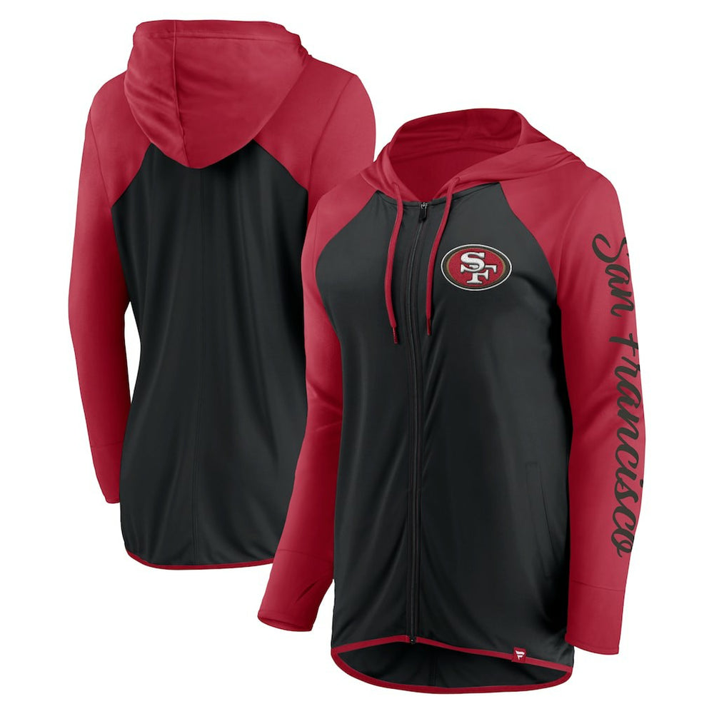 San Francisco 49ers Women's Script Full-Zip Hoodie - Black/Scarlet online
