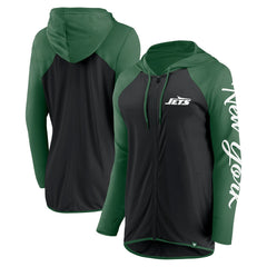 New York Jets Women's Script Full-Zip Hoodie - Black/Green on sale