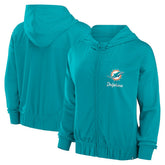 Miami Dolphins Women's Script Lock Full-Zip Hoodie - Aqua discount