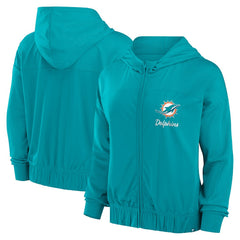 Miami Dolphins Women's Script Lock Full-Zip Hoodie - Aqua discount