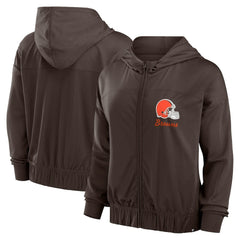 Cleveland Browns Women's Script Lock Full-Zip Hoodie - Brown outlet