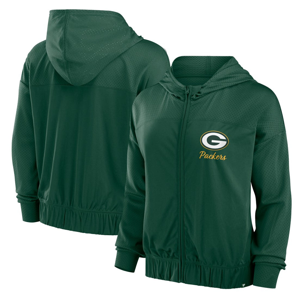 Green Bay Packers Women's Script Lock Full-Zip Hoodie - Green for sale