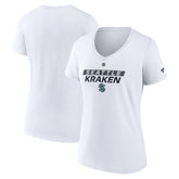 Seattle Kraken Fanatics Women's Authentic Pro Core Primary V-Neck T-Shirt White
