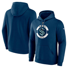 Seattle Kraken Fanatics Authentic Pro Core Secondary Fleece Pullover Hoodie Deep Sea Blue