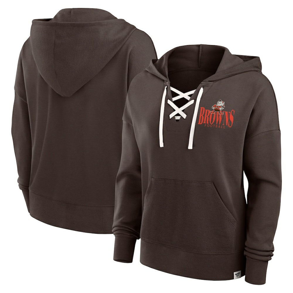 Cleveland Browns Women's Blitz Left Lace-Up Pullover Hoodie - Brown sale