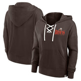 Cleveland Browns Women's Blitz Left Lace-Up Pullover Hoodie - Brown sale