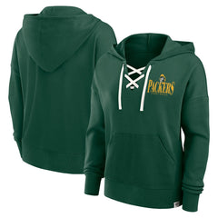 Green Bay Packers Women's Blitz Left Lace-Up Pullover Hoodie - Green on sale