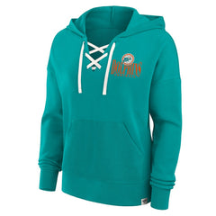 Miami Dolphins Women's Blitz Left Lace-Up Pullover Hoodie - Aqua discount