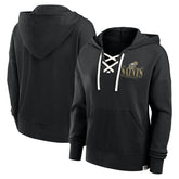 New Orleans Saints Women's Blitz Left Lace-Up Pullover Hoodie - Black outlet