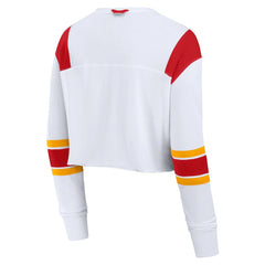 Kansas City Chiefs Women's Stretch Cropped Fashion Long Sleeve T-Shirt - White cheap