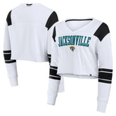 Jacksonville Jaguars Women's Stretch Cropped Fashion Long Sleeve T-Shirt - White discount