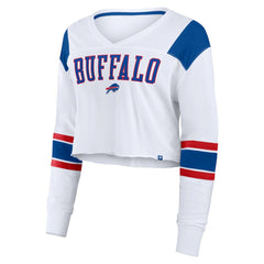Buffalo Bills Women's Stretch Cropped Fashion Long Sleeve T-Shirt - White online