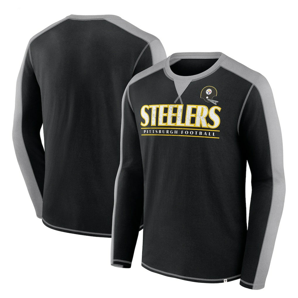 Pittsburgh Steelers Behind the Line Long Sleeve T-Shirt - Black/Gray on sale