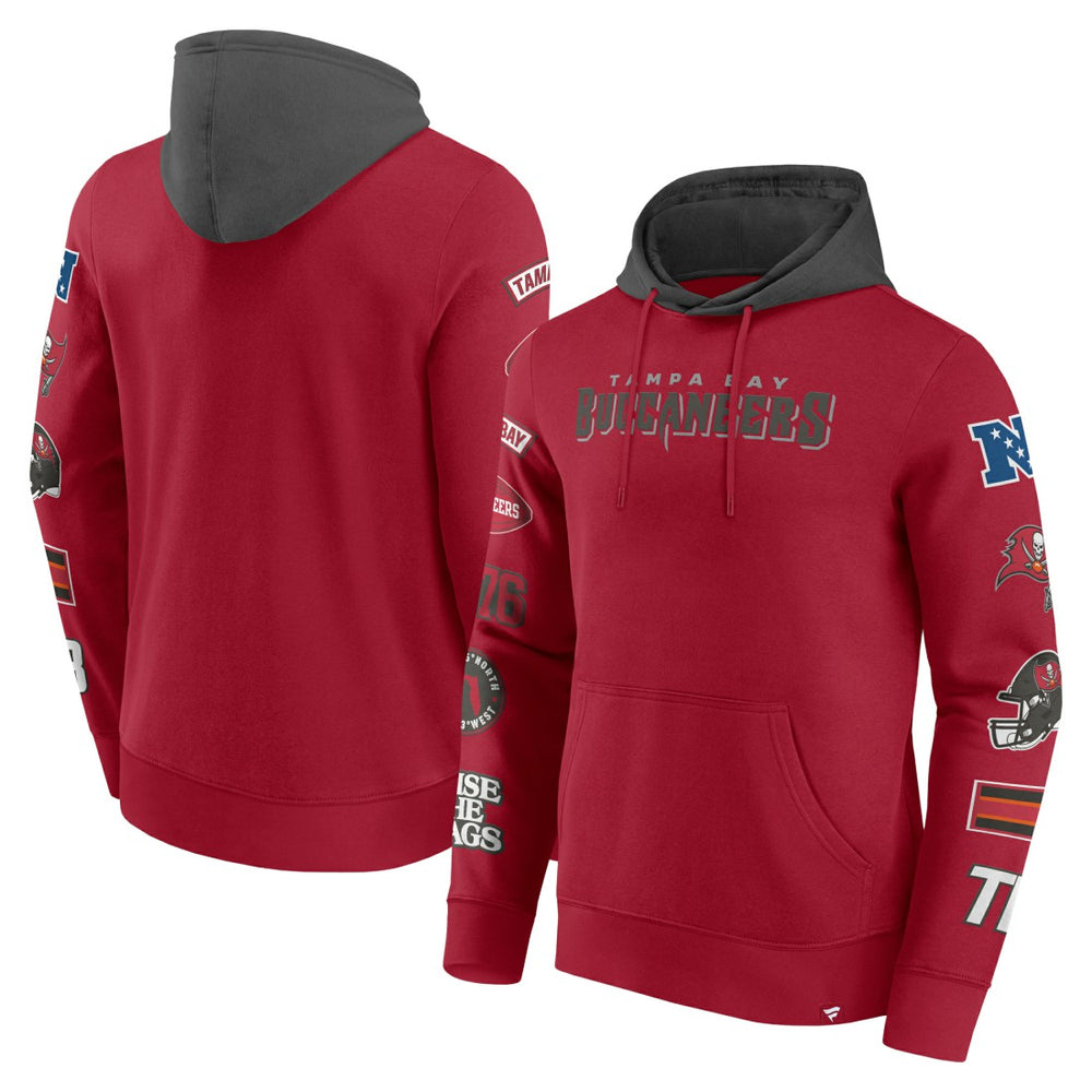Tampa Bay Buccaneers Patched Out Pullover Hoodie - Red/Pewter outlet