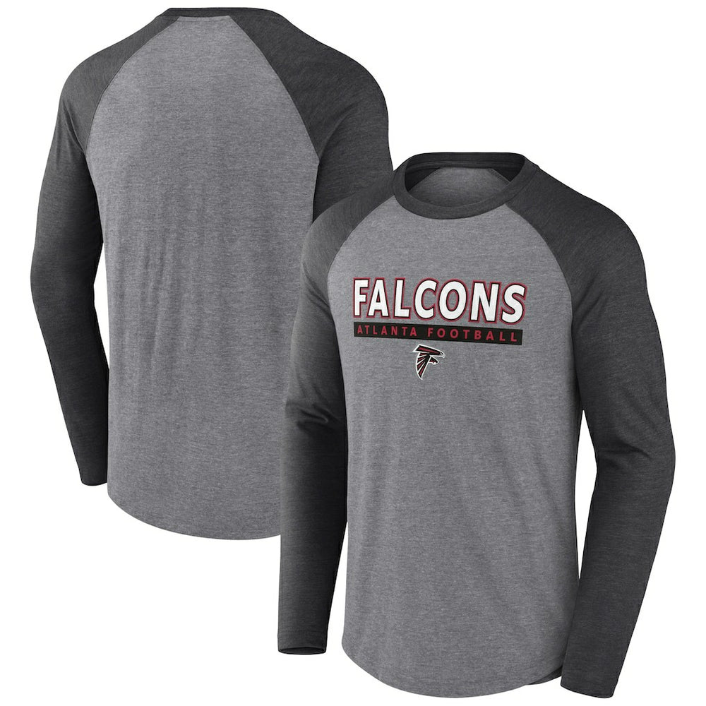 Atlanta Falcons Tri-Blend Raglan Long Sleeve T-Shirt - Heather Gray/Charcoal discount