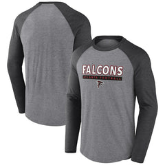 Atlanta Falcons Tri-Blend Raglan Long Sleeve T-Shirt - Heather Gray/Charcoal discount