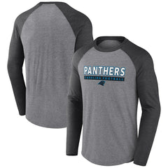 Carolina Panthers Tri-Blend Raglan Long Sleeve T-Shirt - Heather Gray/Charcoal sale