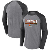 Cleveland Browns Tri-Blend Raglan Long Sleeve T-Shirt - Heather Gray/Charcoal outlet