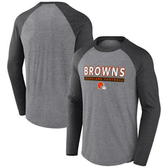 Cleveland Browns Tri-Blend Raglan Long Sleeve T-Shirt - Heather Gray/Charcoal outlet