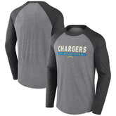 Los Angeles Chargers Tri-Blend Raglan Long Sleeve T-Shirt - Heather Gray/Charcoal cheap
