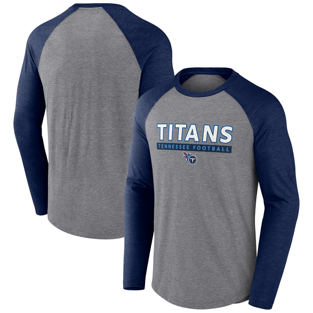 Tennessee Titans Tri-Blend Raglan Long Sleeve T-Shirt - Heather Gray/Navy online