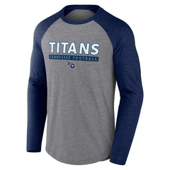 Tennessee Titans Tri-Blend Raglan Long Sleeve T-Shirt - Heather Gray/Navy online