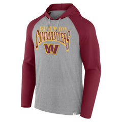 Washington Commanders Under Center Long Sleeve Hoodie T-Shirt - Gray/Burgundy on sale