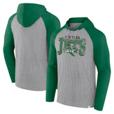 New York Jets Under Center Long Sleeve Hoodie T-Shirt - Gray/Kelly Green on sale