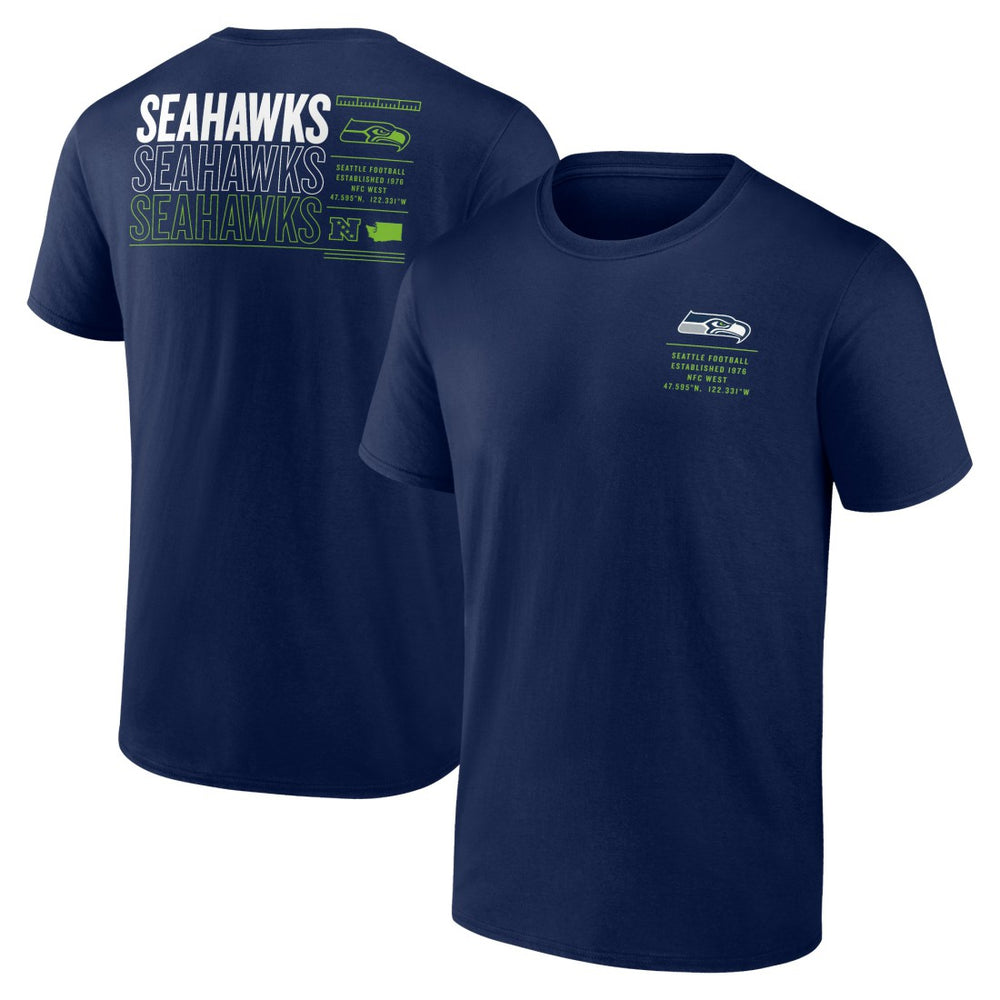 Seattle Seahawks Repeat Stats T-Shirt - College Navy on sale