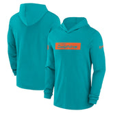 Miami Dolphins 2024/25 Sideline Performance Long Sleeve Hoodie T-Shirt - Aqua | Nike outlet