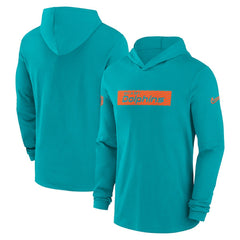 Miami Dolphins 2024/25 Sideline Performance Long Sleeve Hoodie T-Shirt - Aqua | Nike outlet
