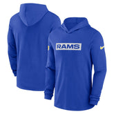 Los Angeles Rams 2024/25 Sideline Performance Long Sleeve Hoodie T-Shirt - Royal | Nike for sale