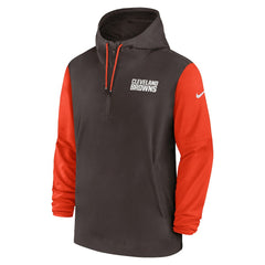 Cleveland Browns 2024/25 Sideline Pre-Game Player 1/2-Zip Hoodie Jacket - Brown/Orange | Nike online