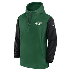 New York Jets 2024/25 Sideline Pre-Game Player 1/2-Zip Hoodie Jacket - Green/Black | Nike cheap