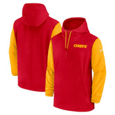 Kansas City Chiefs 2024/25 Sideline Pre-Game Player 1/2-Zip Hoodie Jacket - Red/Gold | Nike for sale
