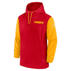 Kansas City Chiefs 2024/25 Sideline Pre-Game Player 1/2-Zip Hoodie Jacket - Red/Gold | Nike for sale
